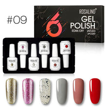 Load image into Gallery viewer, ROSALIND juego de esmalte de uñas de 15ml necesita secador LED UV para el arte de uñas pintura UV Gel uñas polsih capa superior barnices de gel para remojar