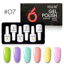 Load image into Gallery viewer, ROSALIND juego de esmalte de uñas de 15ml necesita secador LED UV para el arte de uñas pintura UV Gel uñas polsih capa superior barnices de gel para remojar