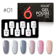 Load image into Gallery viewer, ROSALIND juego de esmalte de uñas de 15ml necesita secador LED UV para el arte de uñas pintura UV Gel uñas polsih capa superior barnices de gel para remojar
