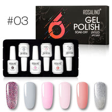 Load image into Gallery viewer, ROSALIND juego de esmalte de uñas de 15ml necesita secador LED UV para el arte de uñas pintura UV Gel uñas polsih capa superior barnices de gel para remojar