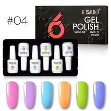 Load image into Gallery viewer, ROSALIND juego de esmalte de uñas de 15ml necesita secador LED UV para el arte de uñas pintura UV Gel uñas polsih capa superior barnices de gel para remojar
